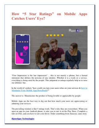 How “5 Star Ratings” on Mobile Apps Catches Users’ Eye?