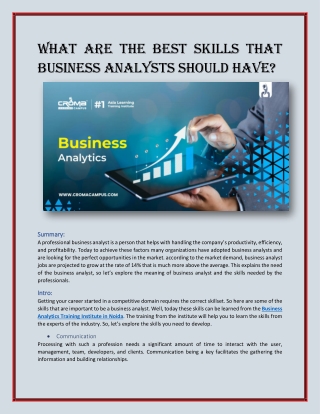 What Are the Best Skills That Business Analysts Should Have?