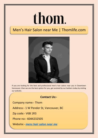 Men’s Hair Salon near Me | Thomlife.com