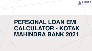 Personal Loan EMI Calculator - Kotak Mahindra Bank 2021
