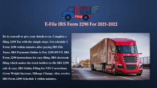 E-File Form 2290 | Form 2290 Filing | 316869-0948 | 2290 Heavy Highway Tax Form