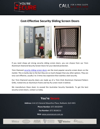 Cost-Effective Security Sliding Screen Doors