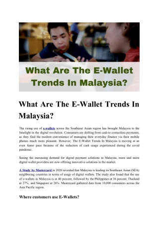 What Are The E-Wallet Trends In Malaysia?