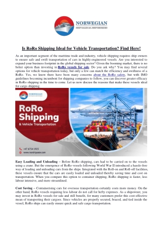 Is RoRo Shipping Ideal for Vehicle Transportation? Find Here!