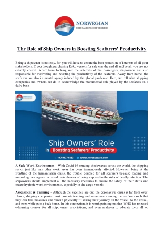 The Role of Ship Owners in Boosting Seafarers’ Productivity