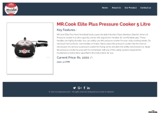 MR.Cook Elite Plus Pressure Cooker 5 Litre