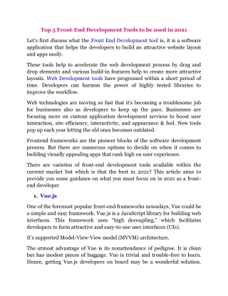 Top 5 Front-End Development Tools to be used in 2021