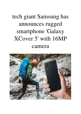 Tech Giant Samsung Has Announces Rugged Smartphone 'Galaxy XCover 5' With 16MP Camera