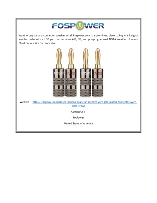 Banana Plug Speaker Wire | Fospower.com