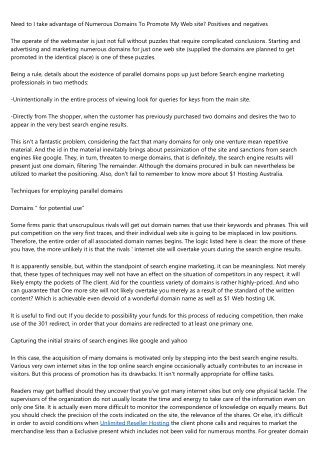 Should really I Use A number of Domains To advertise My Web site? Pluses and minuses