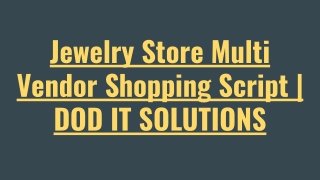 Jewelry Store Multi Vendor Shopping Script | DOD IT SOLUTIONS
