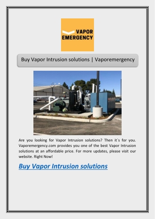 Buy Vapor Intrusion solutions | Vaporemergency