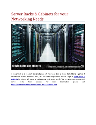 Server Racks & Cabinets for your Networking Needs