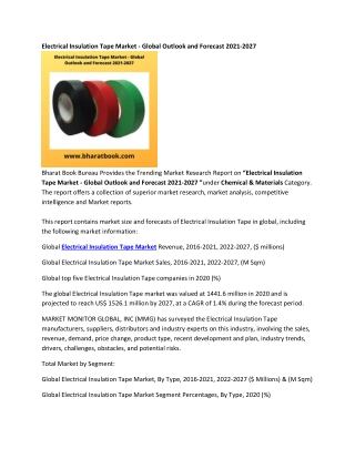 Global Electrical Insulation Tape Market Forecast 2021-2027