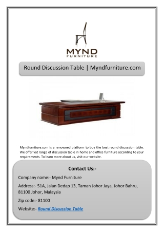 Round Discussion Table | Myndfurniture.com