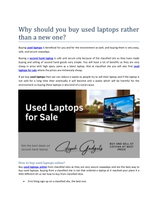 Why should you buy used laptops rather than a new one?