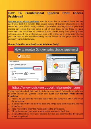How To Troubleshoot Quicken Print Checks Problems?
