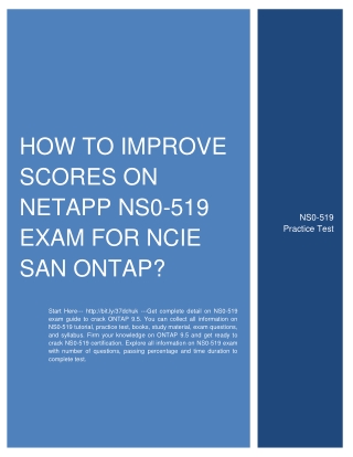 How to Improve Scores on NetApp NS0-519 Exam for NCIE SAN ONTAP?