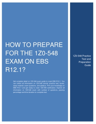 [2021] How to prepare for the 1Z0-548 Exam on EBS R12.1?