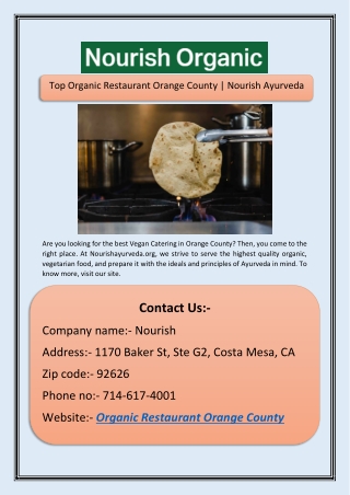 Top Organic Restaurant Orange County | Nourish Ayurveda