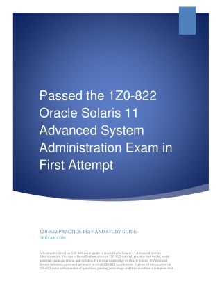 Passed the 1Z0-822 Oracle Solaris 11 Advanced System Administration Exam in First Attempt