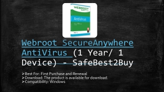 Webroot SecureAnywhere AntiVirus (1 Year/ 1 Device) - SafeBest2Buy