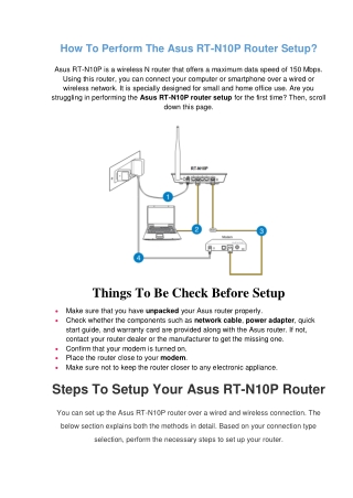 How To Perform The Asus RT-N10P Router Setup?