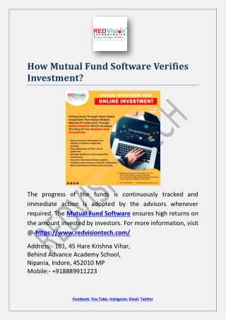 How Mutual Fund Software Verifies Investment?