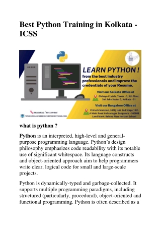 Best Python Training in Kolkata - ICSS