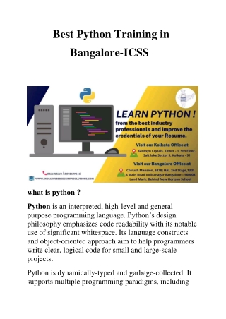 Best Python Training in  Bangalore-ICSS