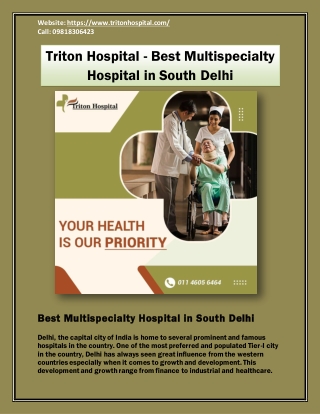 Triton Hospital - Best Multispecialty Hospital in South Delhi - Best Hospitals in South Delhi