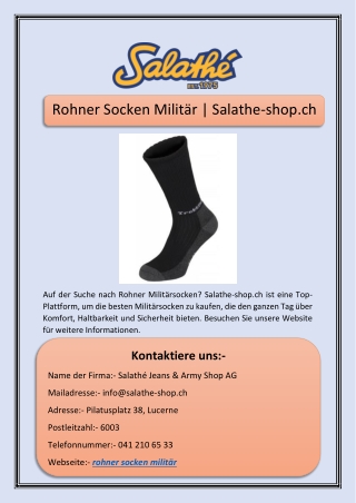 Rohner Socken Militär | Salathe-shop.ch