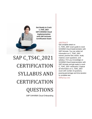SAP C_TS4C_2021 Certification Syllabus and Certification Questions