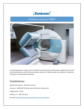 ¿Cuánto cuesta un MRI?