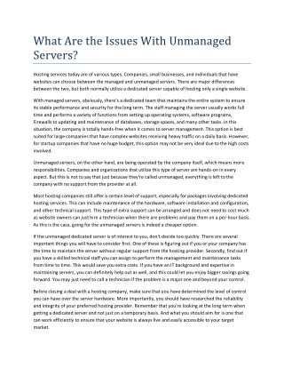What Are the Issues With Unmanaged Servers?