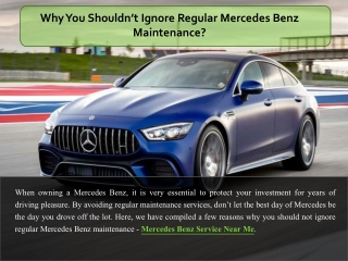 Why You Shouldn’t Ignore Regular Mercedes Benz Maintenance?