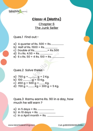 Takshila learning Live class Computer Worksheet for Class 4