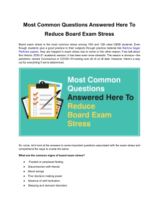 Most Common Questions Answered Here To Reduce Board Exam Stress