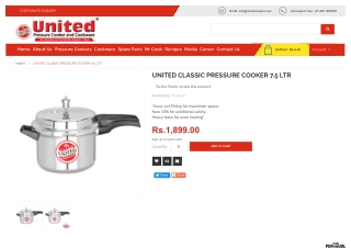 UNITED CLASSIC PRESSURE COOKER 7.5 LTR