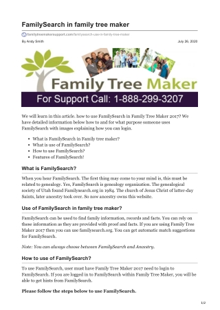 FamilySearch In Family Tree maker