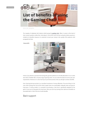 List of benefits of using the Gaming Chair