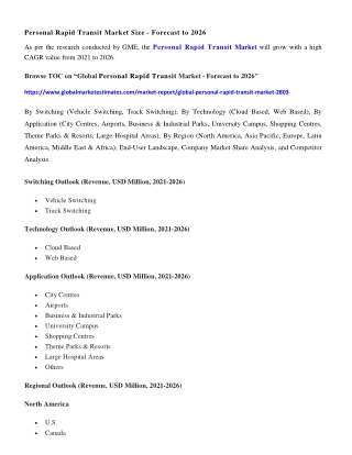 Global Personal Rapid Transit Market Research Report