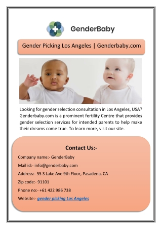 Gender Picking Los Angeles | Genderbaby.com