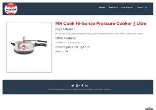 MR Cook Hi-Sense Pressure Cooker 3 Litre