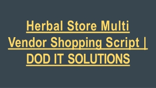 Herbal Store Multi Vendor Script-DOD IT SOLUTIONS