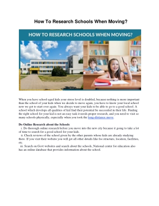 How To Research Schools When Moving?