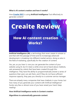 Creaite Review 2021 – New Artificial Intelligence Tool That Writes Content In 90 Seconds!