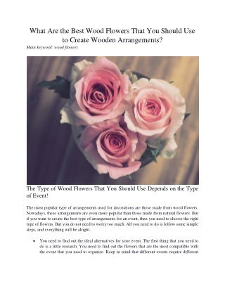 What Are the Best Wood Flowers That You Should Use to Create Wooden Arrangements?