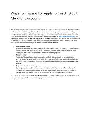 Ways To Prepare For Applying For An Adult Merchant Account