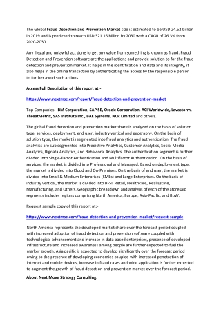 Fraud Detection and Prevention Market Global Demand and Latest Technology to 2030